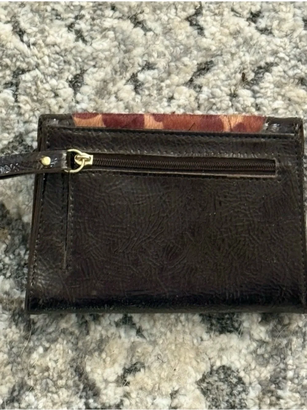 🫶🏻 Vintage Relic Black Wallet with Leopard Haircalf Accent